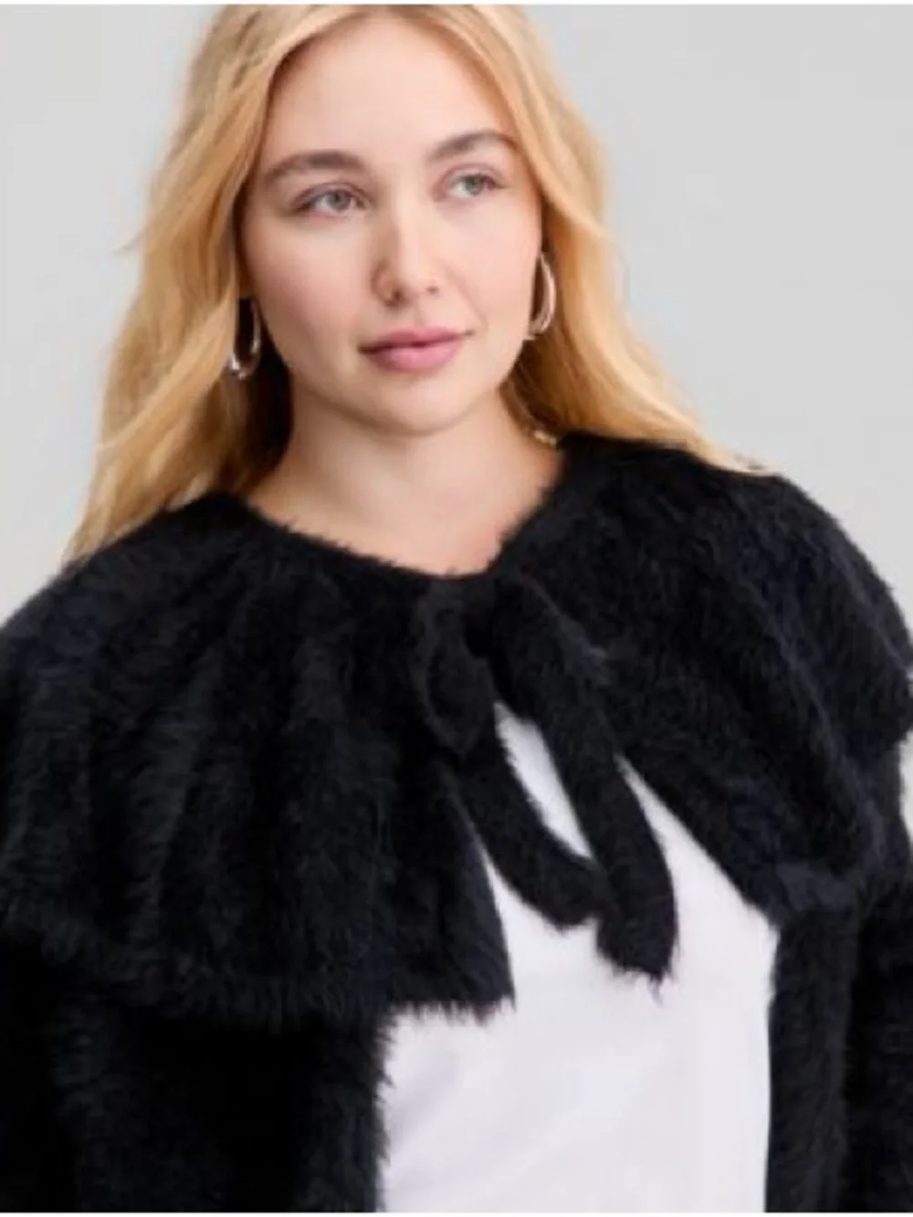 Black Cape Inspired Cardigan • Soft Eyelash Knit NWT